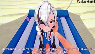 Arlecchino Bikini Beach Sex Pounding Hard in Genshin Impact Fantasy