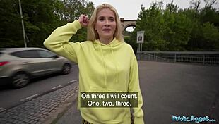 a stunning blonde euro babe gets hard deep dicking from public agent in outdoor pov reality