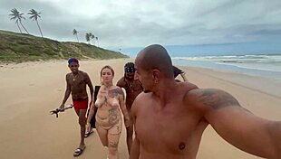 Went with my friend to flash at a nudist beach for big guys