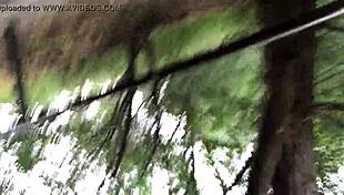 The redhead says, 'I'm stuffing undies and masturbating nude outdoors, squirting wildly'