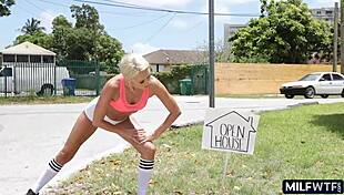 Blonde athletic cougar cheats on her husband with passion