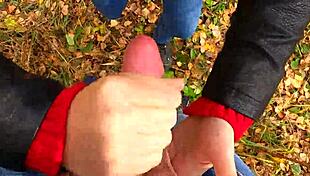 i got caught jerking off while cute teen 18+ nata sweet gave me risky handjob in forest