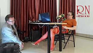 Office employee teases, licks pussy, sucks dick