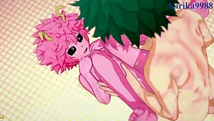 kyoka jiro and mina ashido intense sex with izuku midoriya in my hero academia hentai