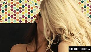 Two skinny teen 18+ lesbians in sexy dresses suck nipples and finger each other to massive orgasms while masturbating 😍🌟