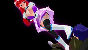 girl b hero faces monster lord in intense anime scenes