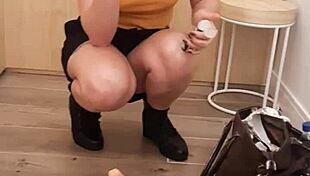 I's jerking off in the shop's changing room, feeling so naughty.