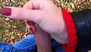 i got caught jerking off while cute teen 18+ nata sweet gave me risky handjob in forest