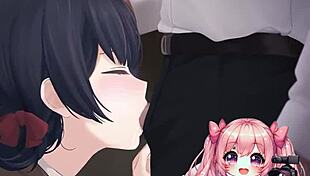 anime girl on knees worships cock and eats cum 😍