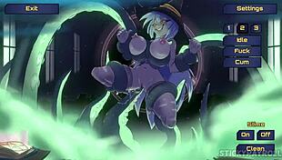 at the spunkstock festival, a babe in silver hair anime cosplay gets fucked by a monster in this hentai game part 4