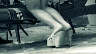 blonde chick aubrey addams blows a guy's cock and rides it like a pro poolside?