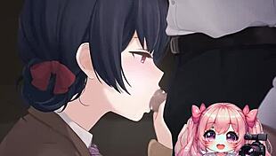 anime girl on knees worships cock and eats cum 😍