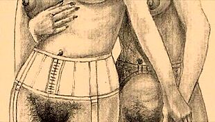 Artists create vintage erotic drawings in antique anime style