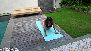 Step sister rides monster cock after yoga, leading to oral and facial orgasm