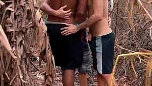 Orgy breaks loose with the famous ones outdoors on engenheiro goulart trail with several well-endowed young guys