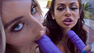 Kiki and Kayleys lesbian glamour bikini pool day