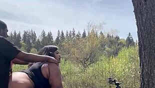 Chubby bbw remi enjoys a moment on a giant rock with her partner