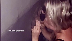 Holy shit, the cuckold takes his blonde wife to glory holes for rough use by big cocks!