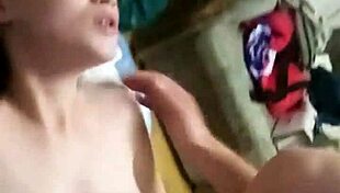 amateur couple FUCKING 18-year-old beauty on bed