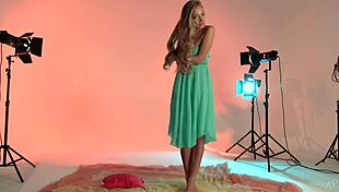 teen model with golden hair posing in the nude