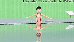 check out this anime girl in micro bikini with nip slip