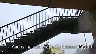 natural euro amateur couple sucks and fucks with a monster cock in public, leading to blowjob, creampie, and pov action