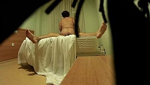 This couple gets caught in a hotel room where she licks and sucks his ass, then fingers his anus deeply.