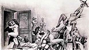 Vintage erotic drawings come to life in this rare retro anime collection