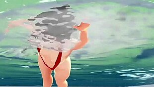 check out this anime girl in micro bikini with nip slip