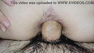 Quick anal session with a hairy milf bouncing her small tits in cowgirl position! 😏