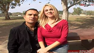 cuckold watches his busty blonde wife enjoying another big cock