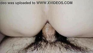 Quick anal session with a hairy milf bouncing her small tits in cowgirl position! 😏