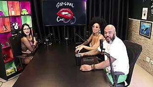 Tifany Rocha discusses intimate positions before a group activity in sheer red