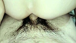 Quick anal session with a hairy milf bouncing her small tits in cowgirl position! 😏