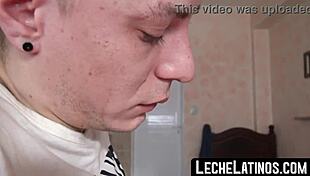 Inexperienced gay Latino sucks and fucks hung top