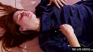 Cute Brunette Uses Pen as Dildo to Fuck Her Sticky Wet Pussy