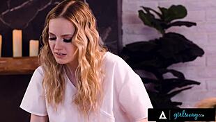 Petite Blonde Masseuse LICKS Stacked MILF Savannah Bond!