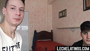 Inexperienced gay Latino sucks and fucks hung top