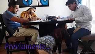 students take advantage when the teacher gets hot and fuck her in a wild gangbang? all bent over and squirting!