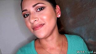 Chatting up my new Colombian maid for some fun.