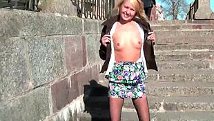 Perfect European Cuties Flash Tits And Pussies Outdoors