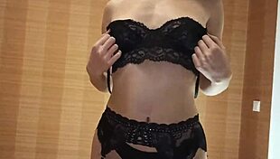 babe in stockings gets fucked in various poses, doggy style from below, creampie in pussy