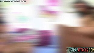 bigtits dominant babe teases while dildoing her sub's tight ass.