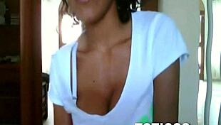 On Toticos.com, this fine-ass Dominican girl with glasses strips naked during her live webcam show