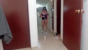 My boss, a pervert, films me in thongs doing chores in New York