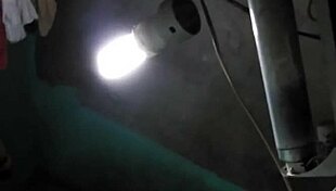 Young Asian mom with big boobs bathes in shower, showing tits.