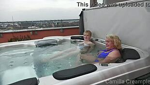 camilla, you huge british milf with long hair, lick anna lynx's tits in the sauna?