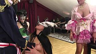 Four at the masquerade ball, are you ready for this wild orgy?