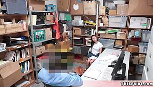 oh wow, that petite teen's pussy gets rough fucked by the mall cop