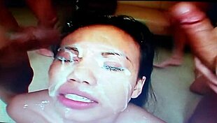 Thai girls with cum-drenched faces after wild banging. Double penetration left them messy.